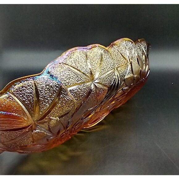 VTG Indiana Glass Carnival Marigold Sunflower Oval Celery Relish Dish 9.25" - Picture 5 of 10